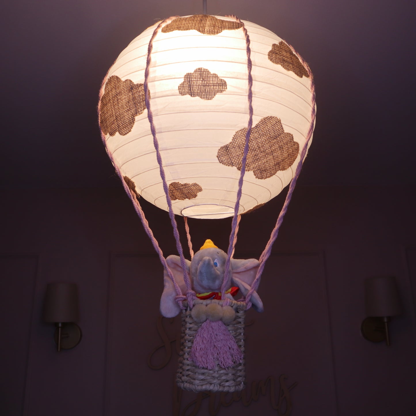Handmade Cloud Themed Hot Air Balloon Baby Light Shade & Premium Teddy