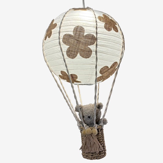 Handmade Boho Flower Themed Hot Air Balloon Baby Light Shade & Teddy