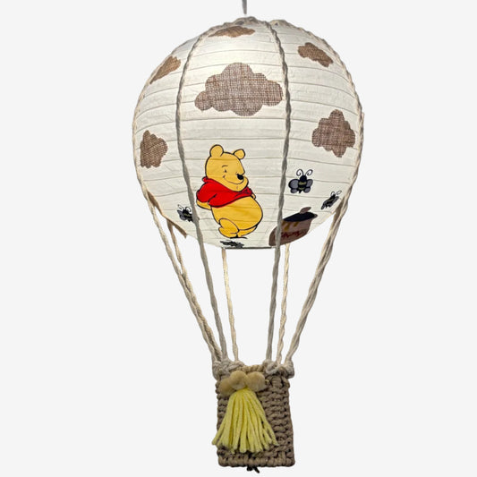 Handmade Pooh Bear Themed Hot Air Balloon Baby Light Shade & Teddy (Optional)
